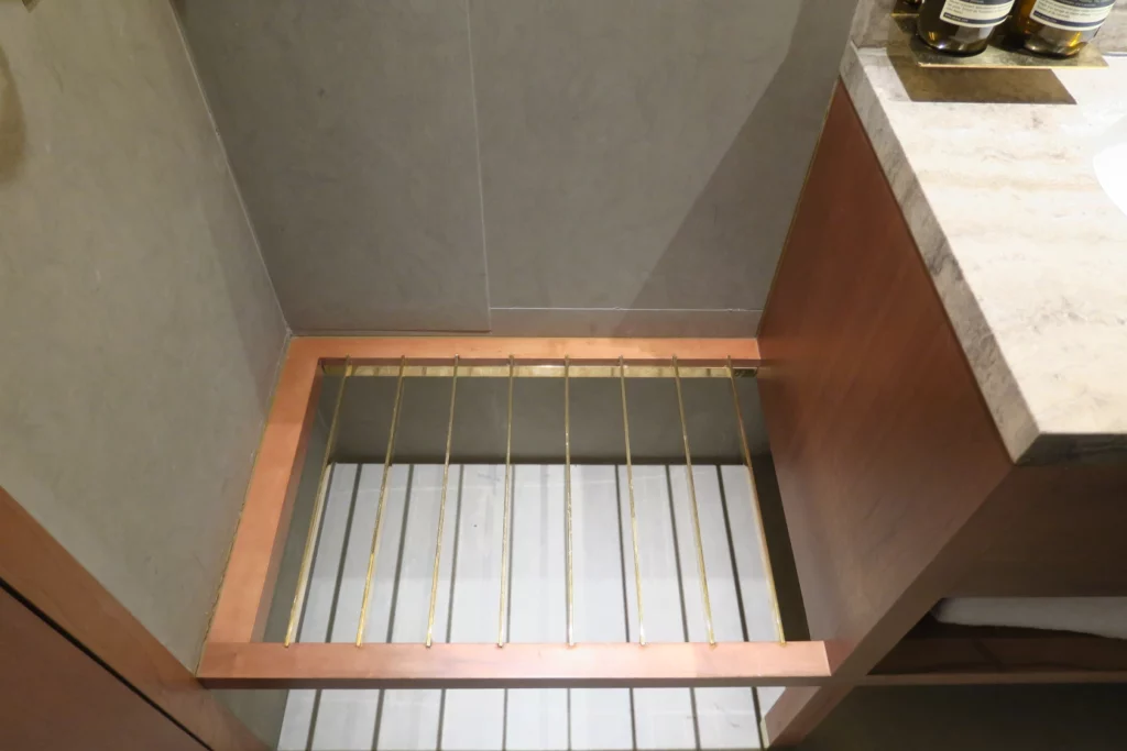 a metal bars in a closet