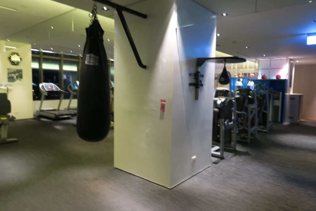 a gym with punching bags