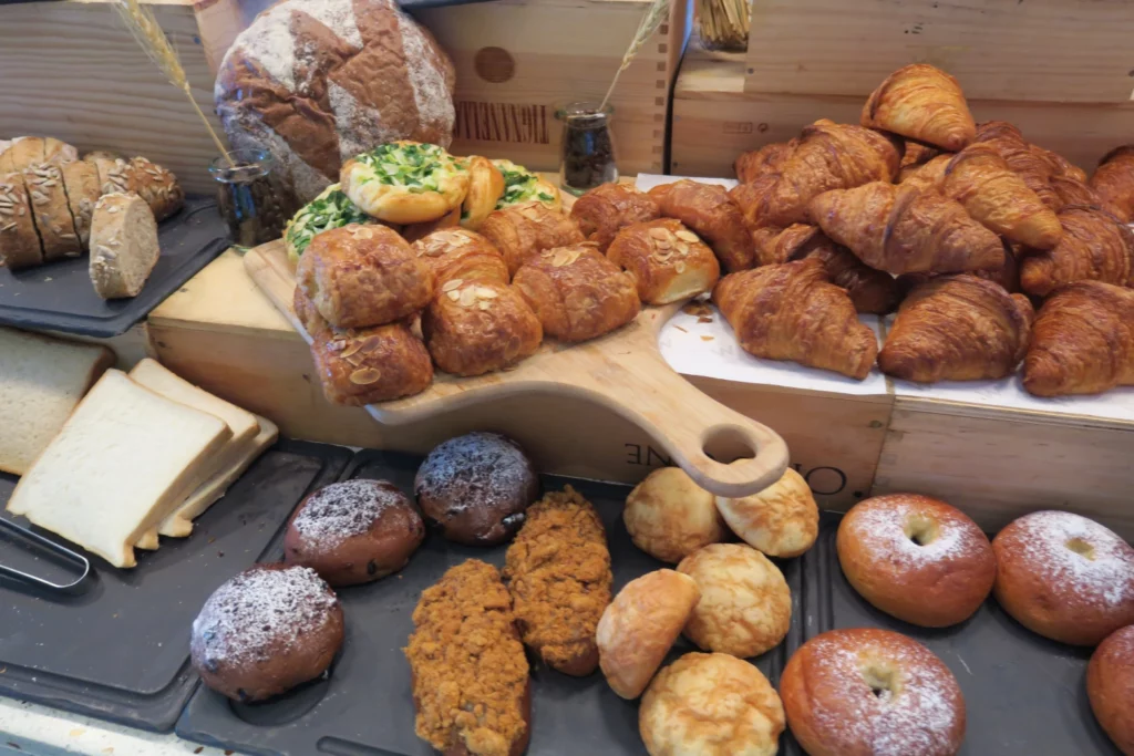 a table with different types of bread