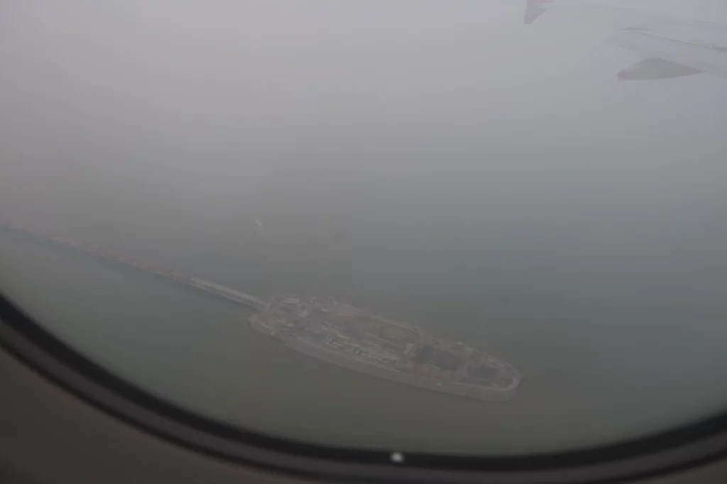 a ship in the fog