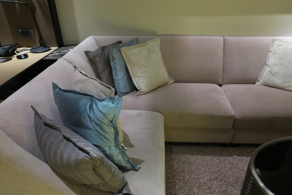 a couch with pillows on it