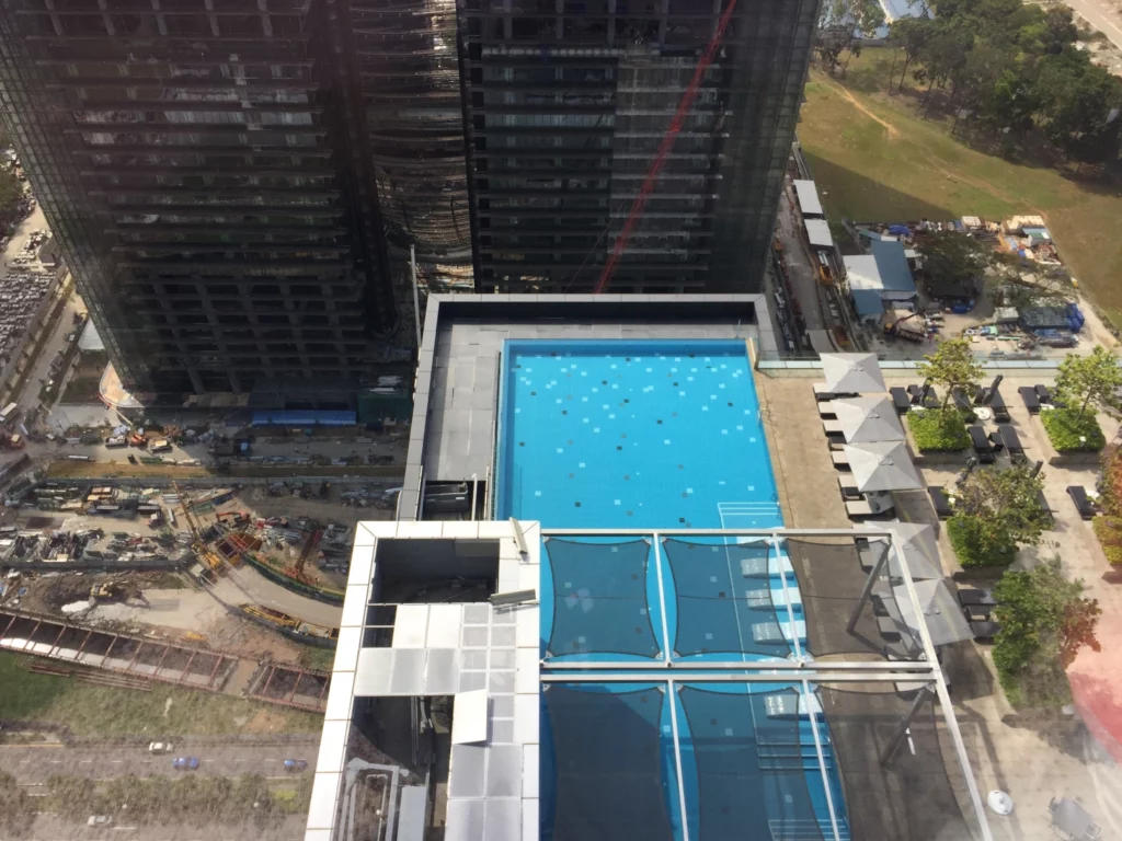 a pool on top of a building
