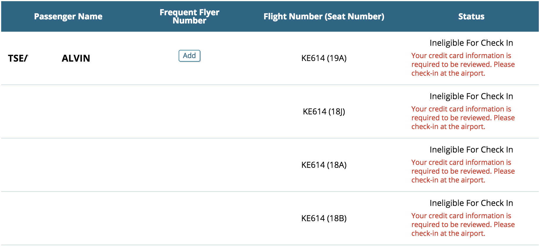a screenshot of a flight number