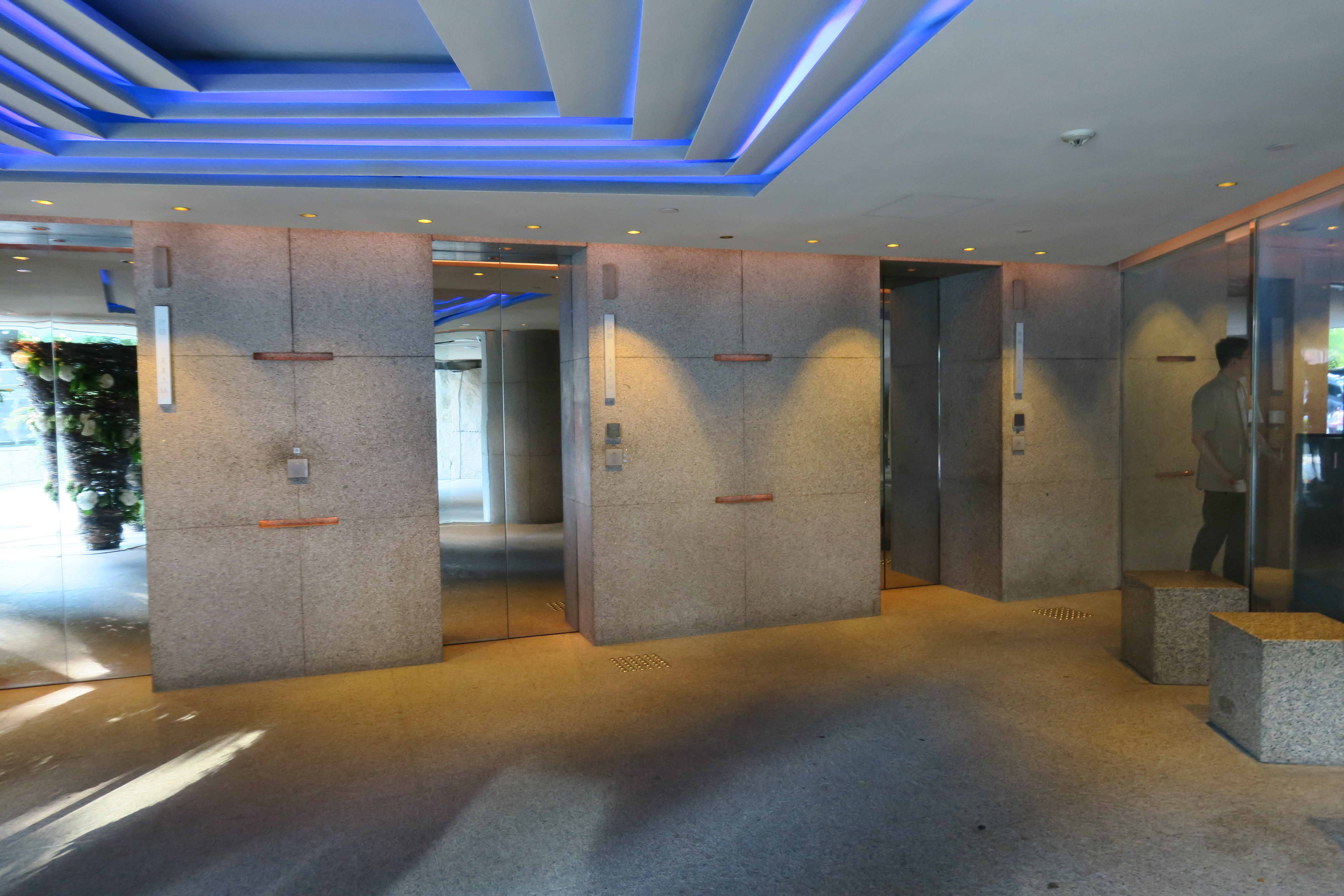 a elevator doors in a building