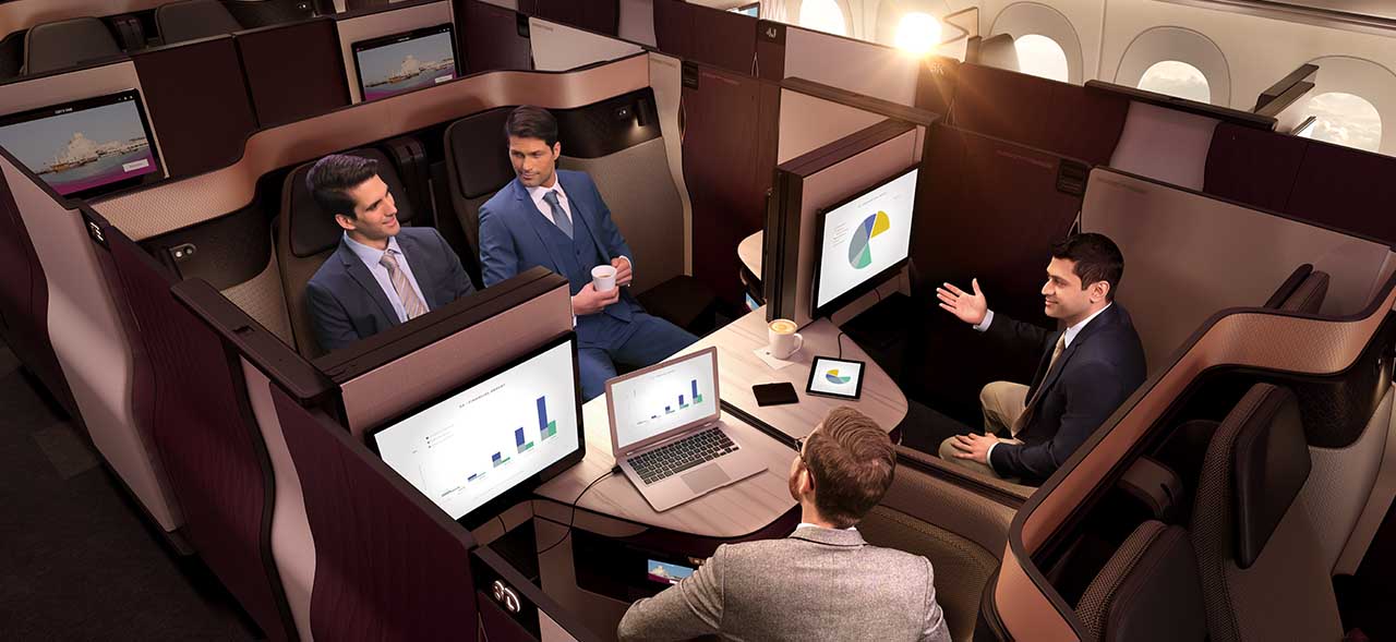 a group of men in a business class