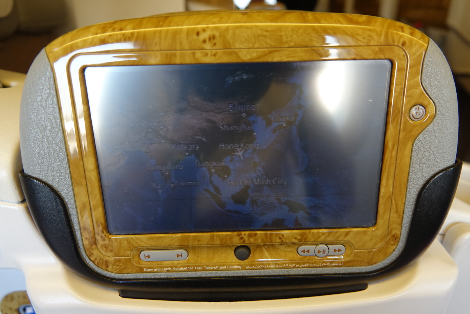 a wooden television with a screen