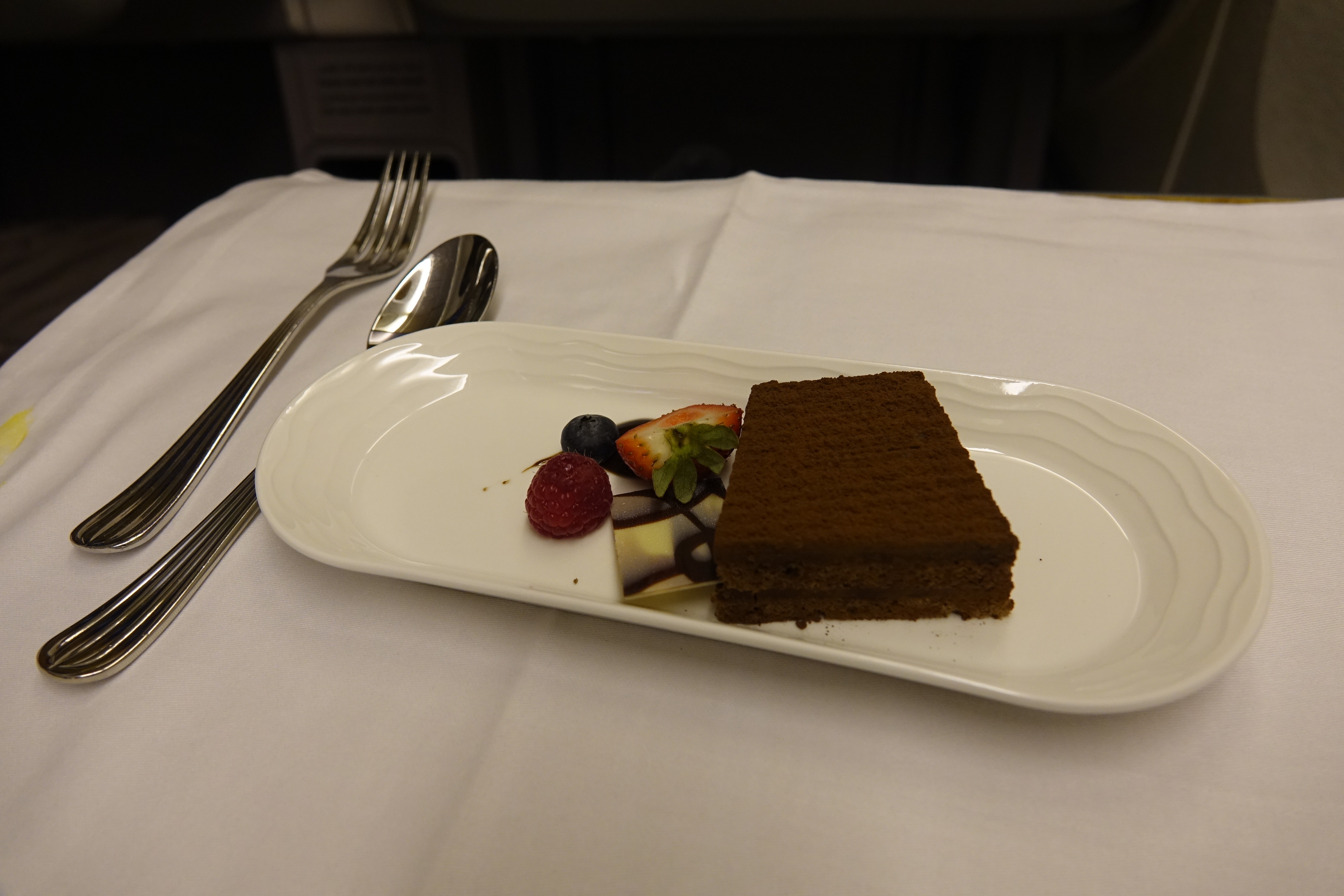 a plate of dessert on a table