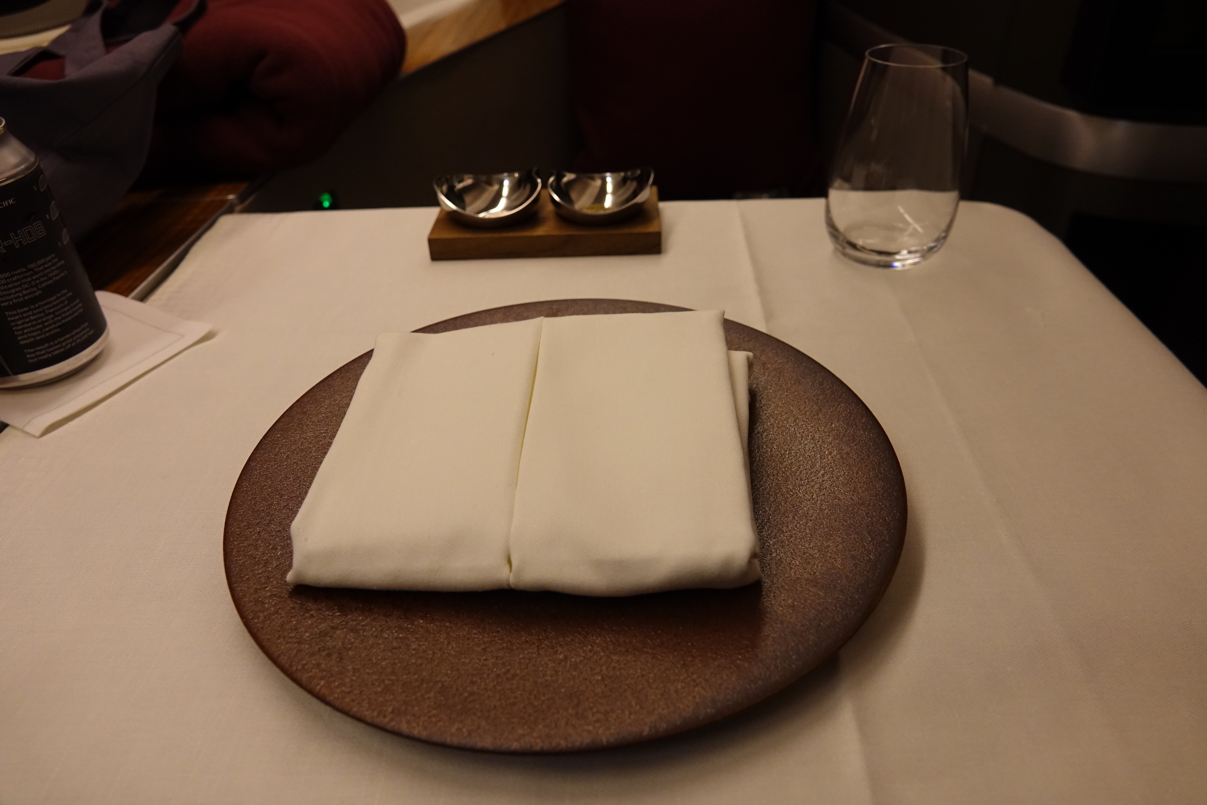 a plate with napkins on it