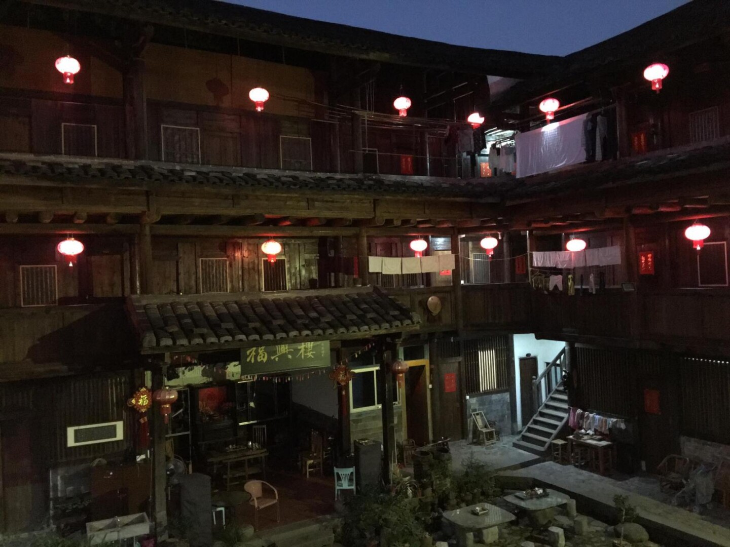 a building with red lanterns