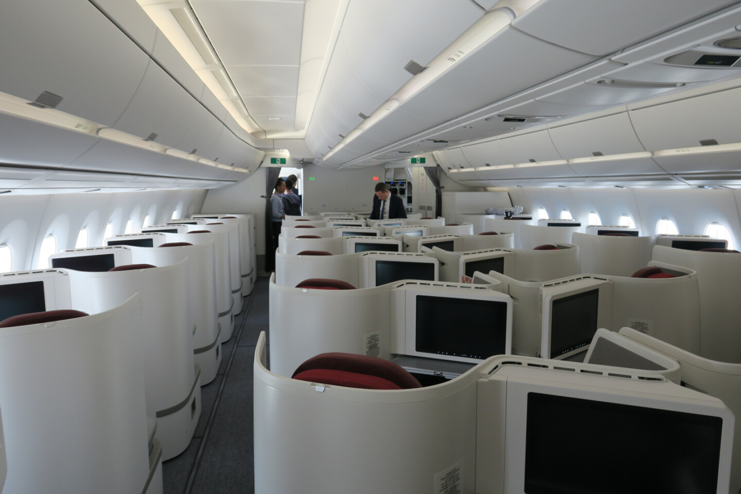 a plane with rows of computers