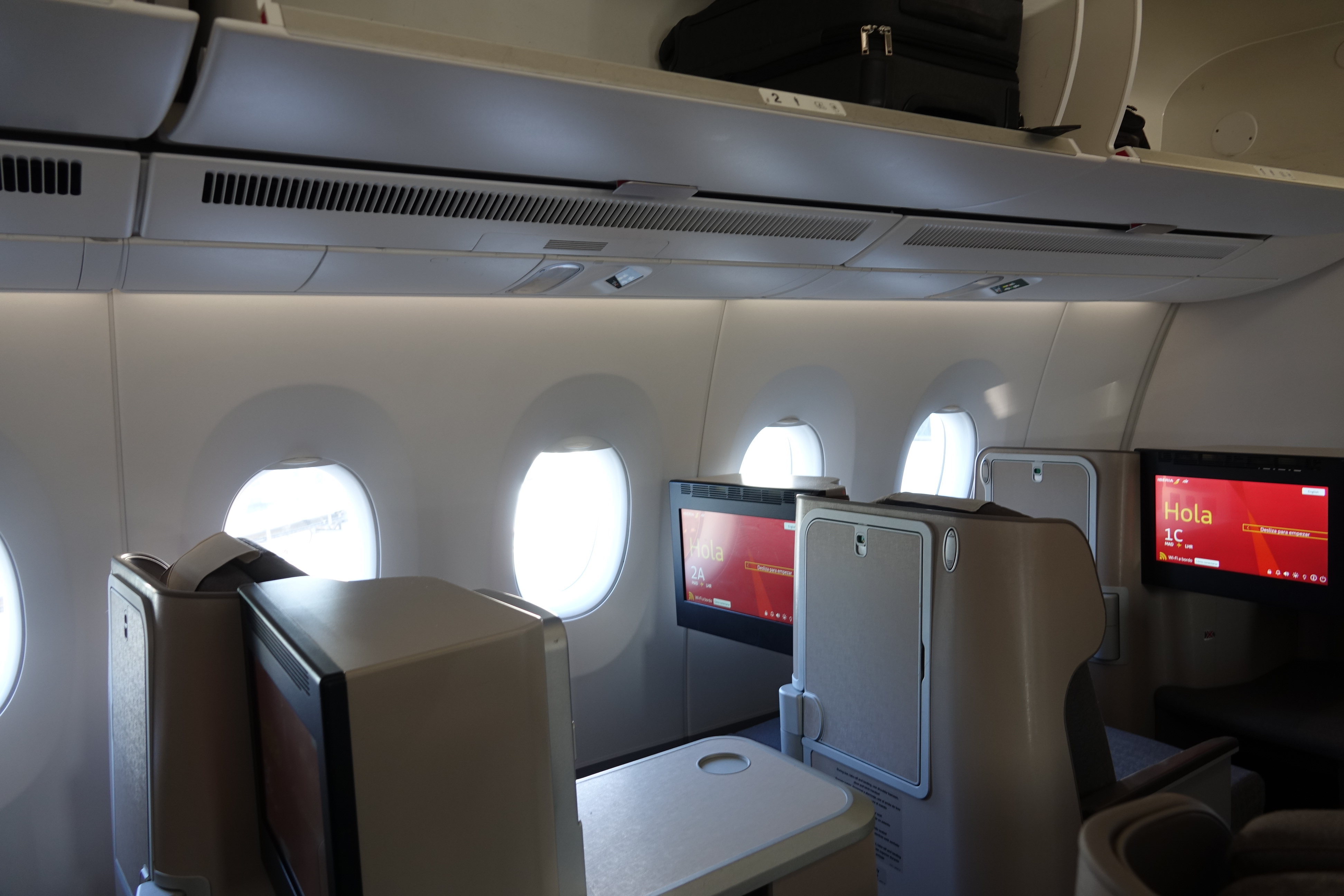 an airplane with a television and windows
