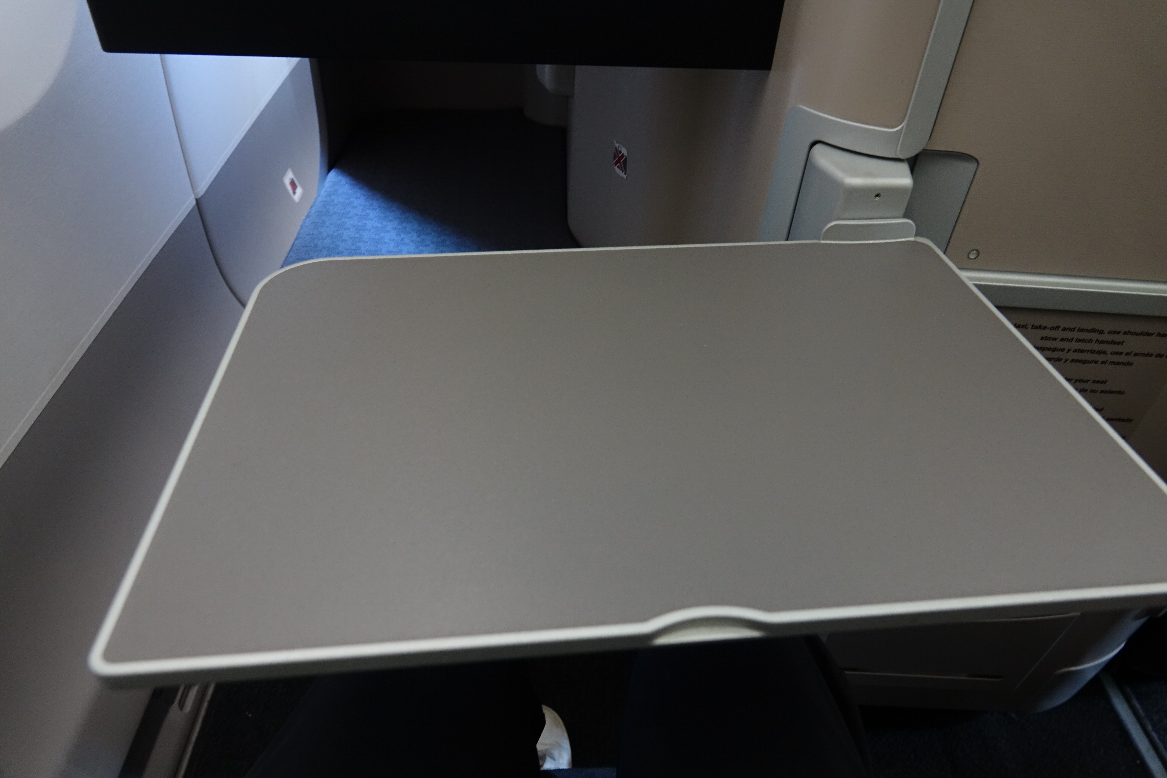 a table in an airplane