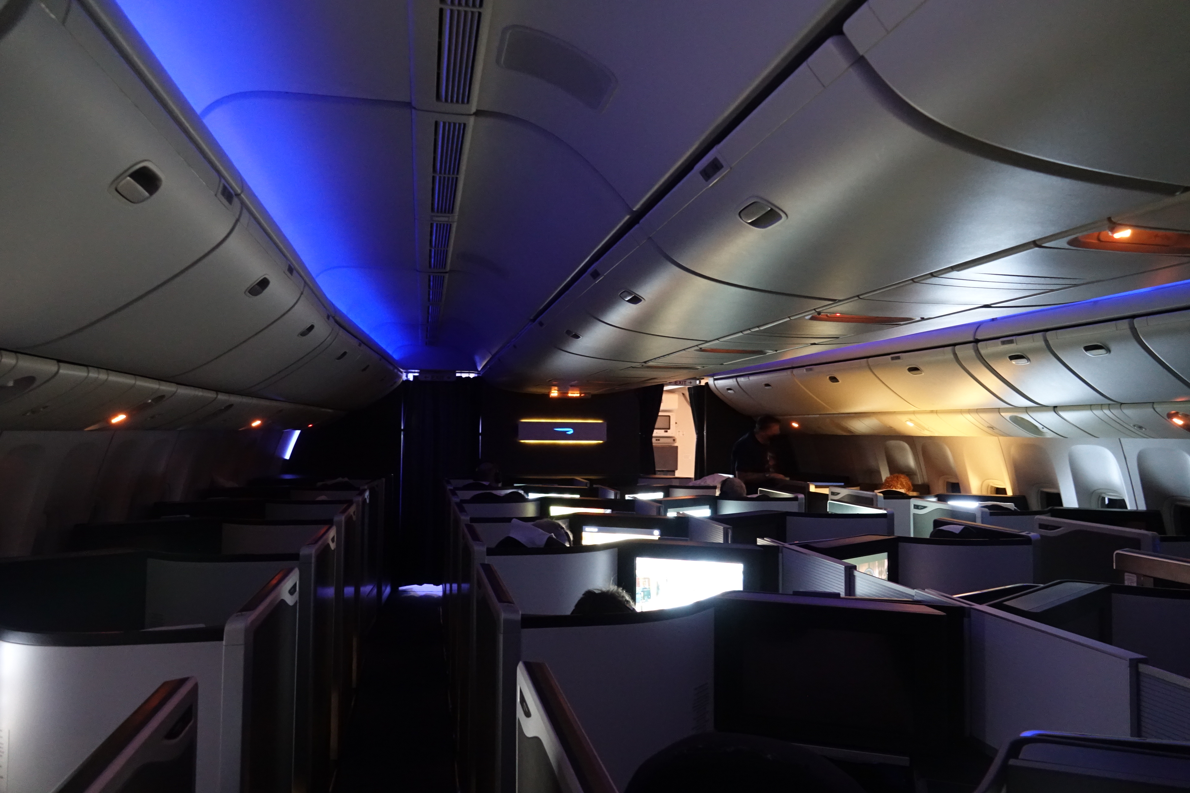 an airplane with a blue light