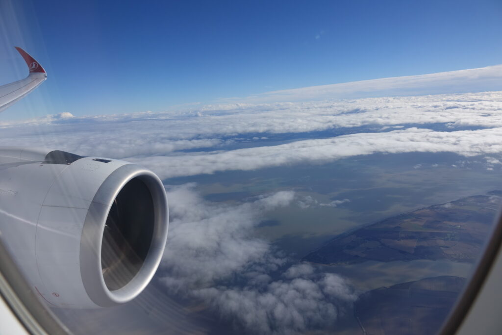 an airplane wing with a jet engine