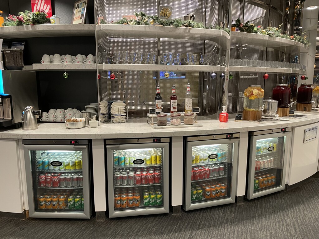 a display of drinks and beverages