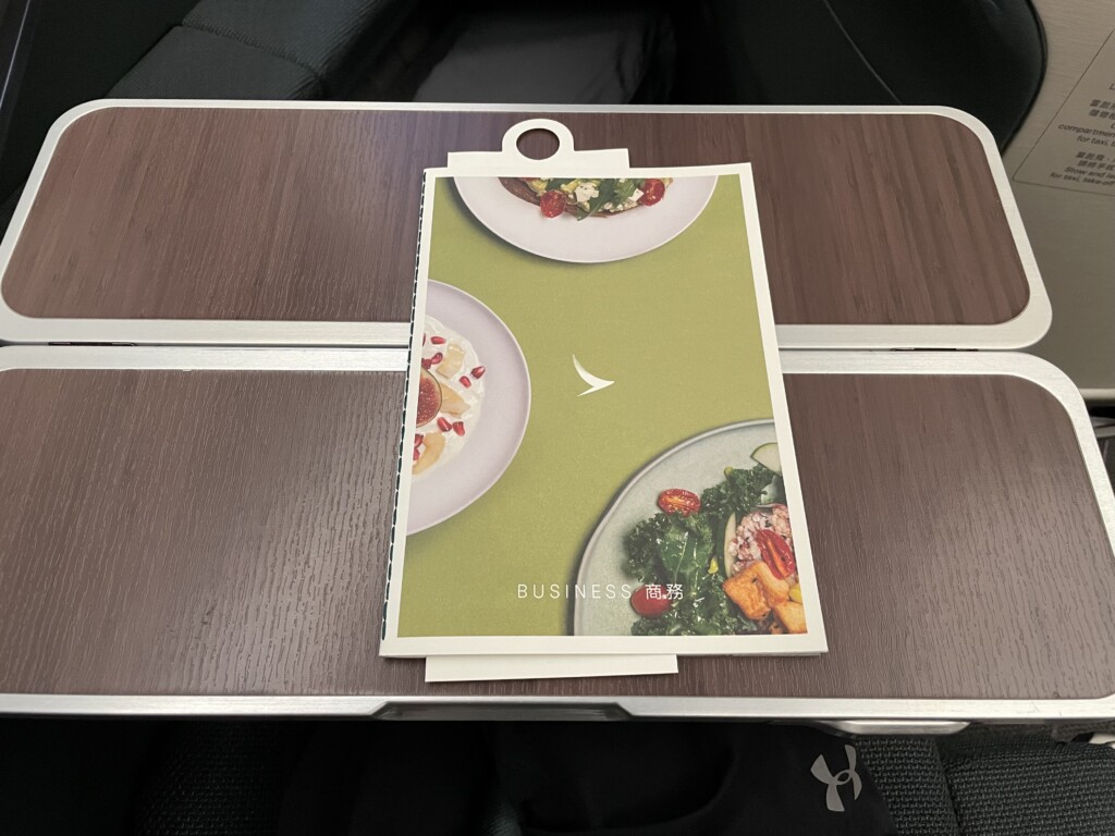 Cathay Pacific A350 Business Class Menu