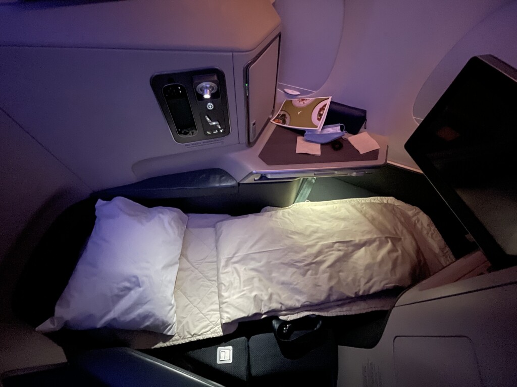 Cathay Pacific A350 Business Class Bed with Mattress Pad and Duvet