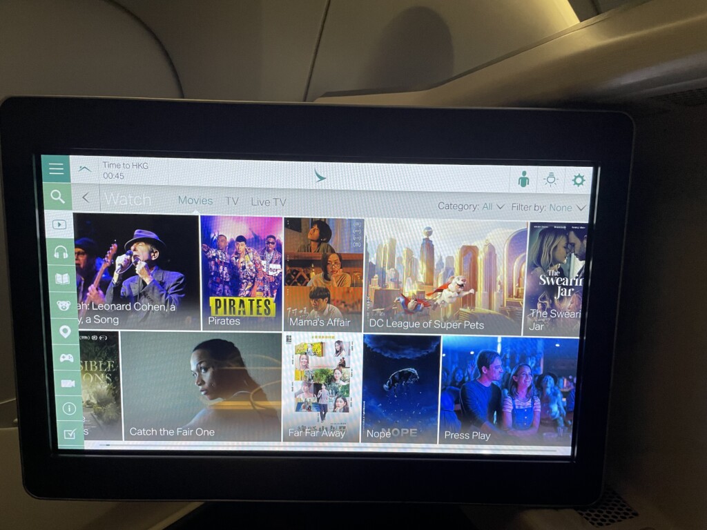 Cathay Pacific A350 Business Class Entertainment System