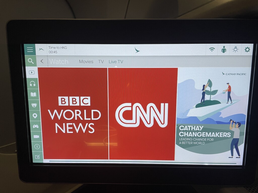 Cathay Pacific A350 Business Class Live TV