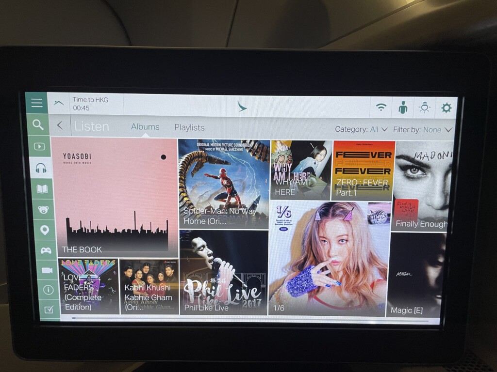 Cathay Pacific A350 Business Class Music Selection