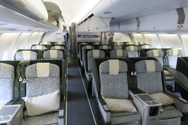 an airplane with seats and seats on the side