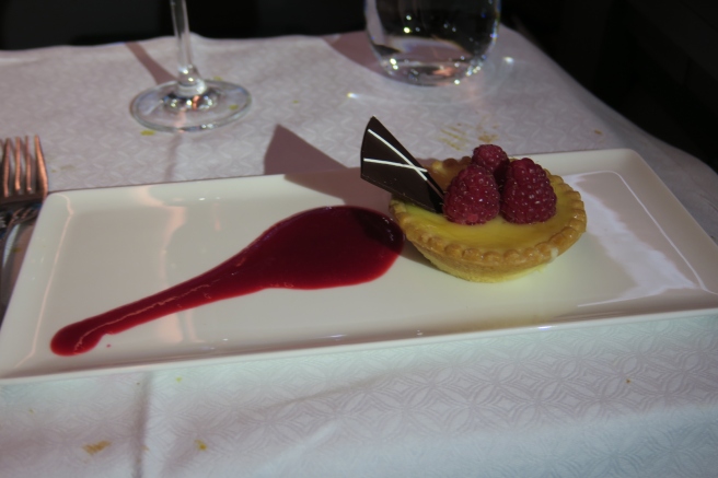 a plate with a dessert on it