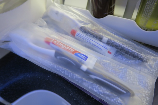 a toothbrushes in a plastic bag