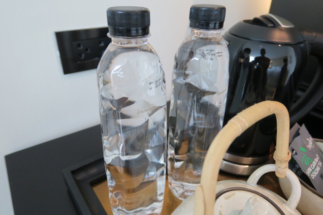 two plastic bottles of water