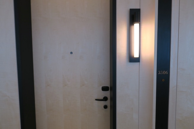 a door with a light fixture