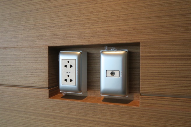 a close-up of a wall outlet