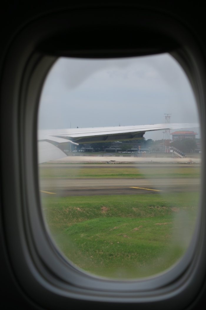 a view of an airplane wing from a window
