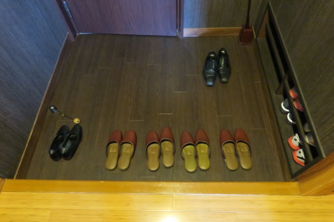 a group of shoes on the floor