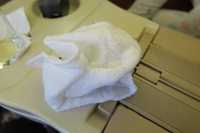 a white towel on a laptop