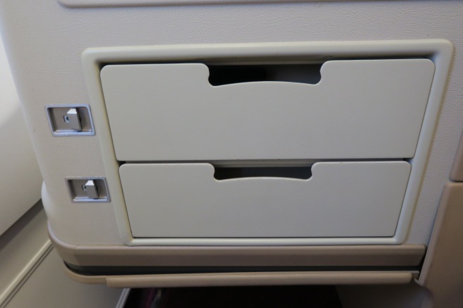 a drawer in an airplane