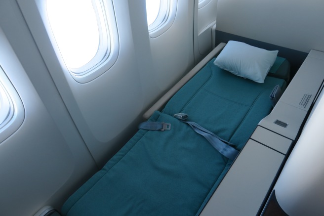 a bed in a plane