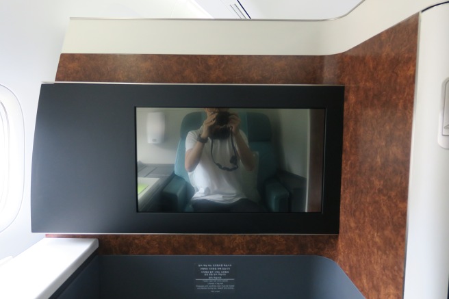 a person taking a picture of himself in a television
