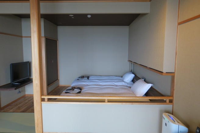 a bed in a room
