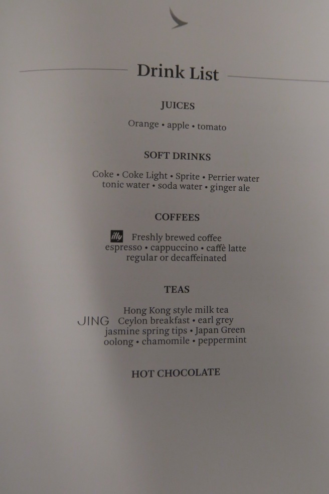 a menu of drinks and teas