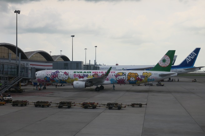 an airplane with cartoon characters on it