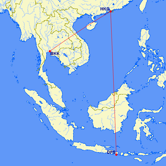 a map of asia with a red line