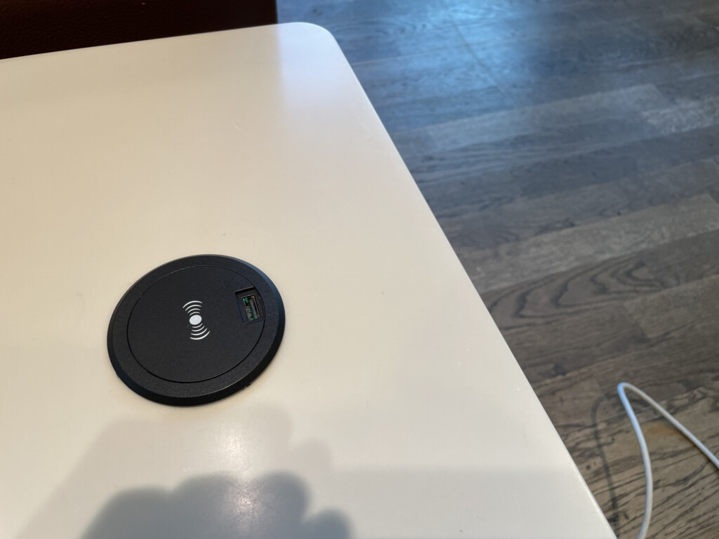 a wireless charger on a table