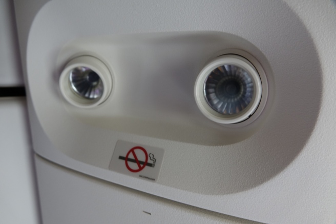 a close-up of a plane's headlight