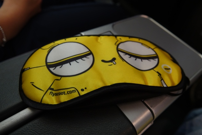 a sleeping mask on a laptop