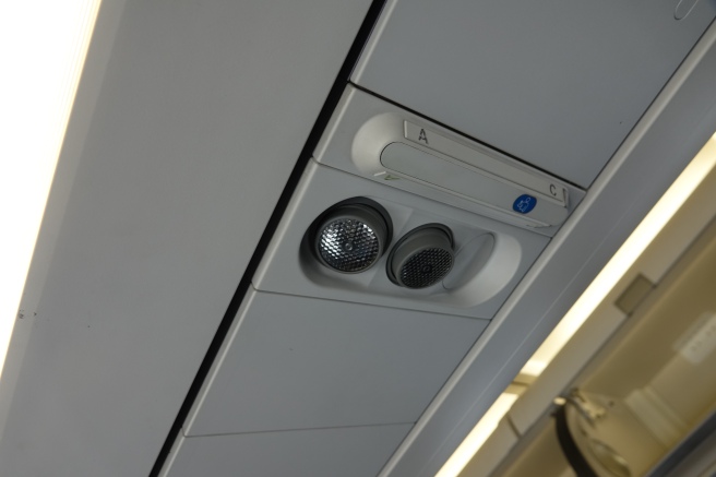 a pair of speakers on a plane
