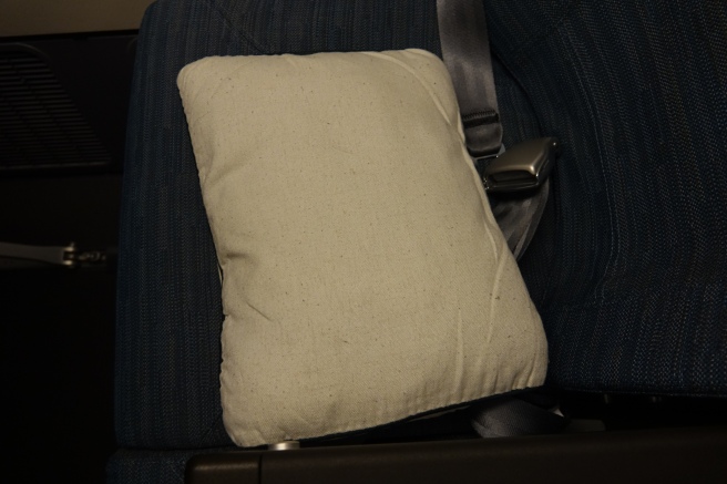 a pillow on a seat belt