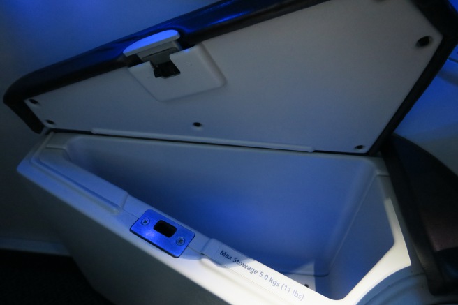 an open cooler with a blue light