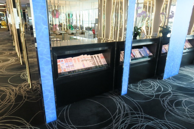 a display case in a lobby