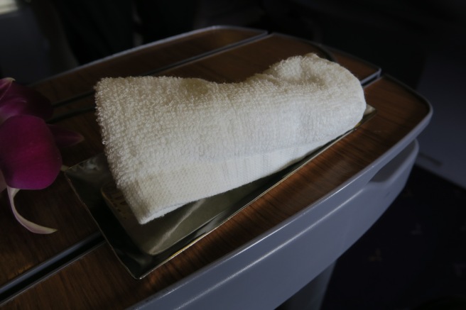 a towel on a tray