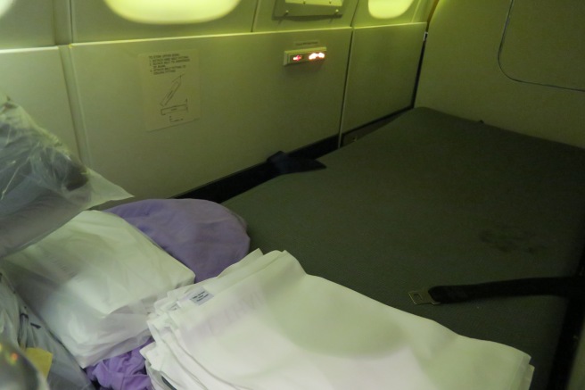 a bed in an airplane