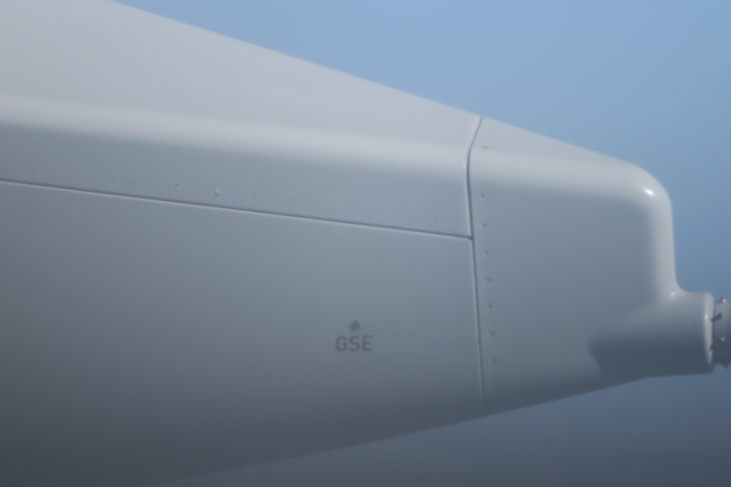 a close up of a plane wing
